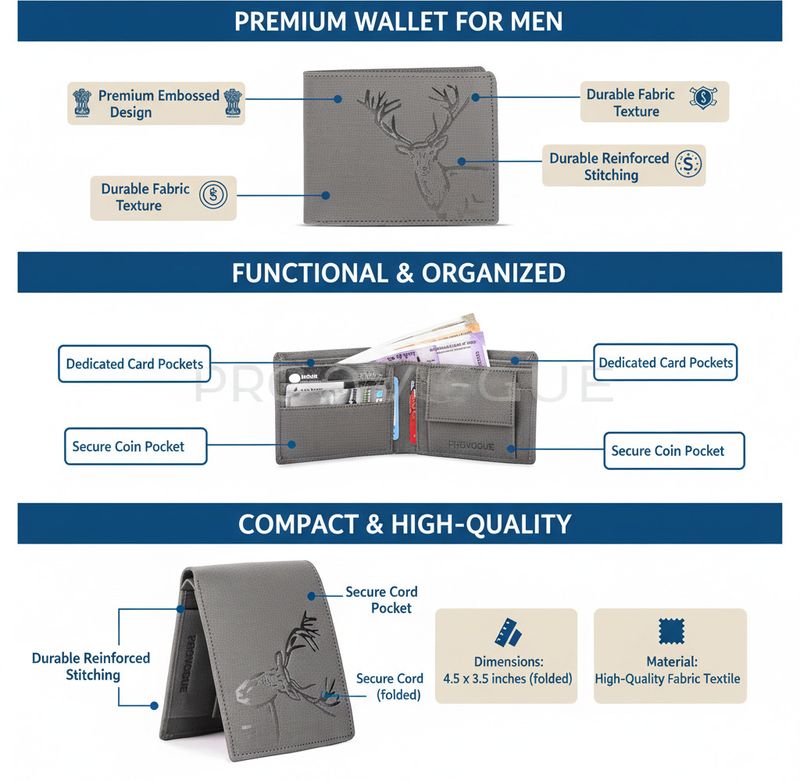 PROVOGUE Men Grey Artificial Leather Wallet - Image 5