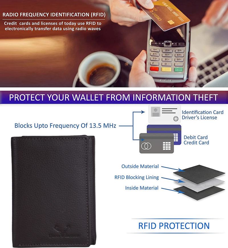 URBAN LEATHER Men Brown Leather RFID Wallet - Mini - Image 5