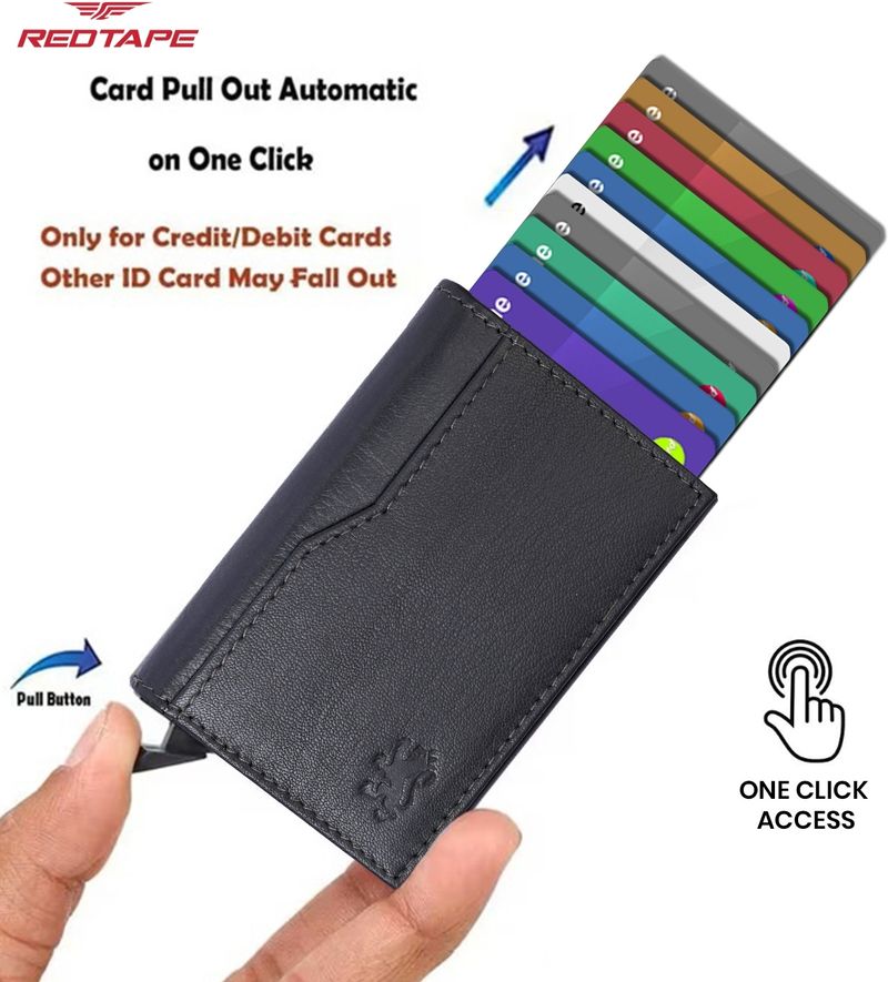RED TAPE Men & Women Grey Genuine Leather RFID Card Holder (10 Slots) - Image 7