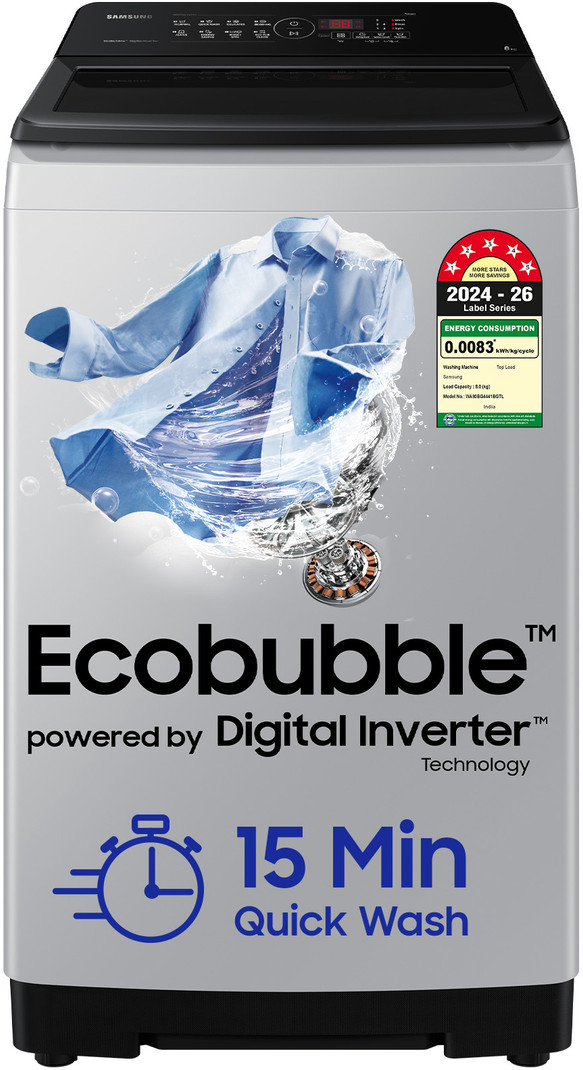 price history - Samsung 8 kg 5 star, Ecobubble, Soft Closing Door, Digital Invert...more