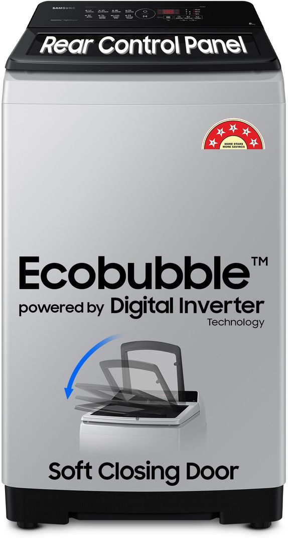 Samsung 8 kg 5 star, Ecobubble, Soft Closing Door, Digital Inverter Fully Automatic Top Load Grey (WA80BG4441BGTL,WA80BG4441BG)