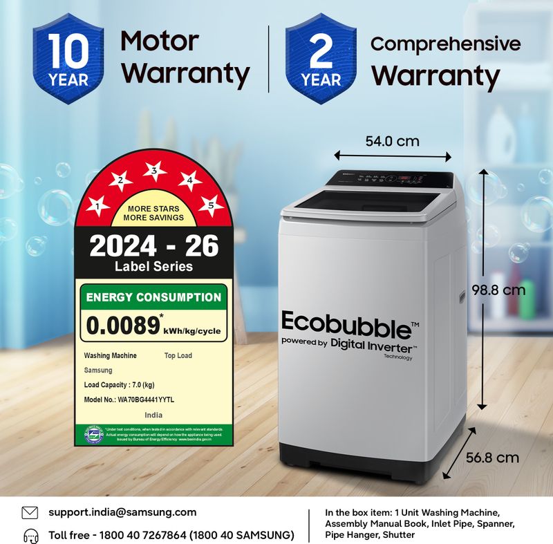 Samsung 7 kg Top Load Grey Washing Machine - Image 3