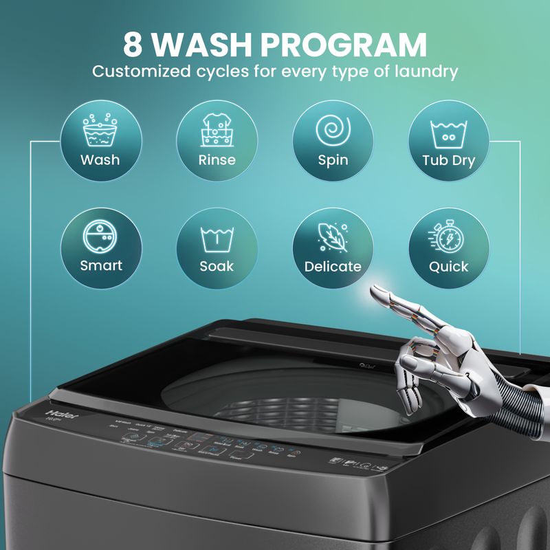 Haier 10 kg Wave Drum Top Load Black Washing Machine - Image 5