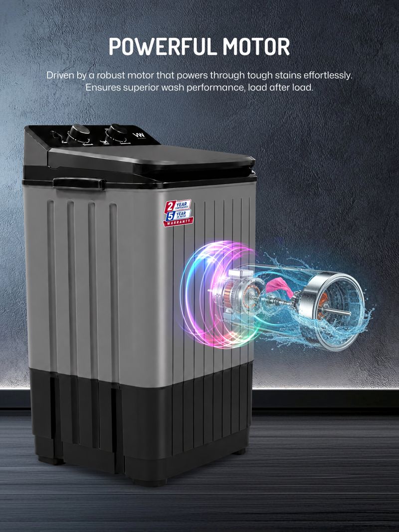VW 8.5 kg Semi-Automatic Top Load Washer only Grey (V8 SupremeWash) - Image 4