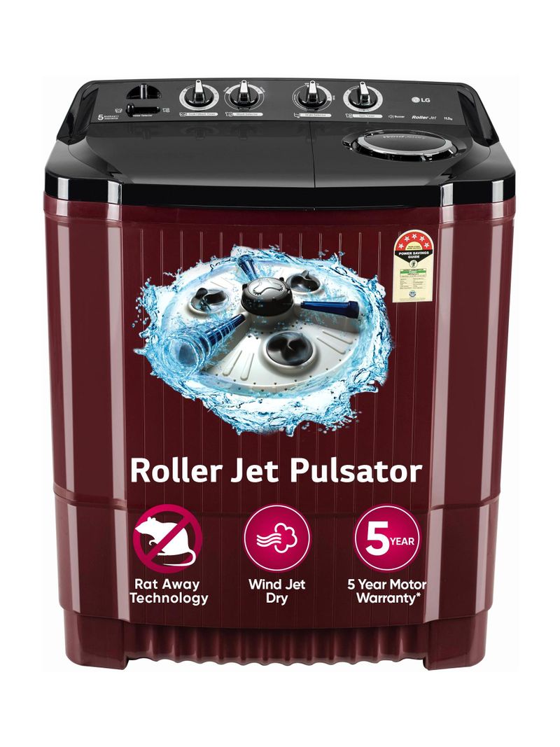 LG 11.5 kg Semi Automatic Top Load Maroon - Image 2