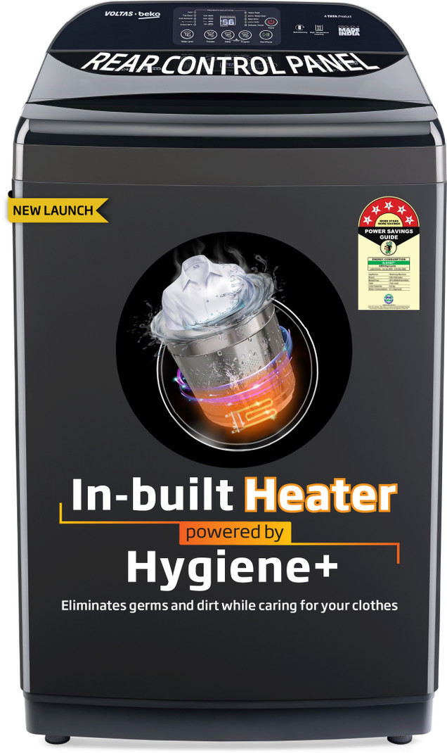 Voltas Beko 10 kg Fully Automatic Top Load with In-built Heater Black, Grey WTL1006UEAH / OBS3060