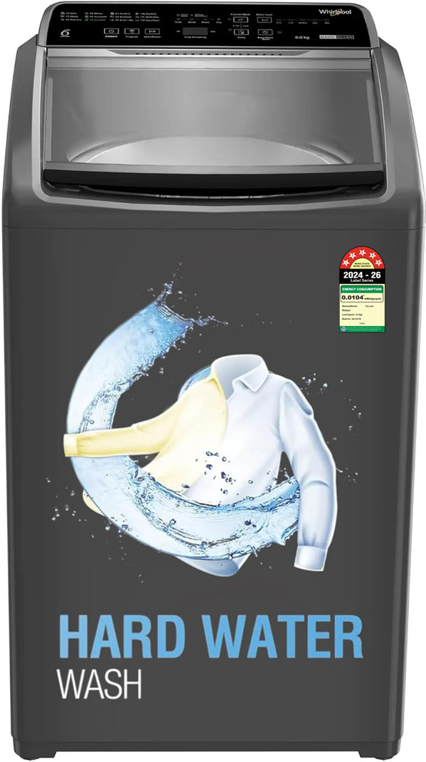 Whirlpool 8 kg 5 Star Magic Clean and Digital Display Fully Automatic Top Load Grey MAGIC CLEAN ELT 8.0 GREY 10YMW