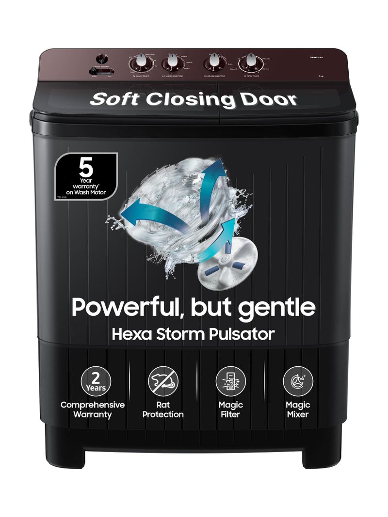 Samsung 8 kg Semi Auto Top Load Grey - Image 2