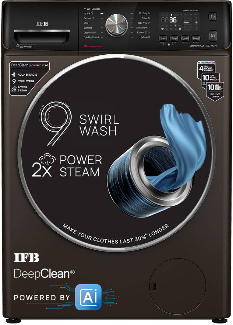 IFB 8 kg 5 Star 9 Swirl AI Powered with Wi-Fi Enabled�� with 2x Power Steam Fully Automatic Front Load with In-built Heater Brown SENATOR PLUS MXC SSL