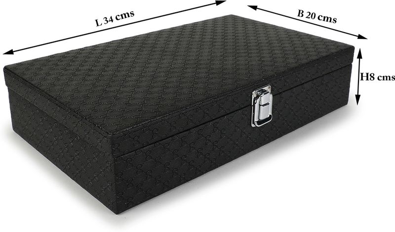 LEDO Watch Box Holder Organizer, Black, Holds 12 Watches - Image 4