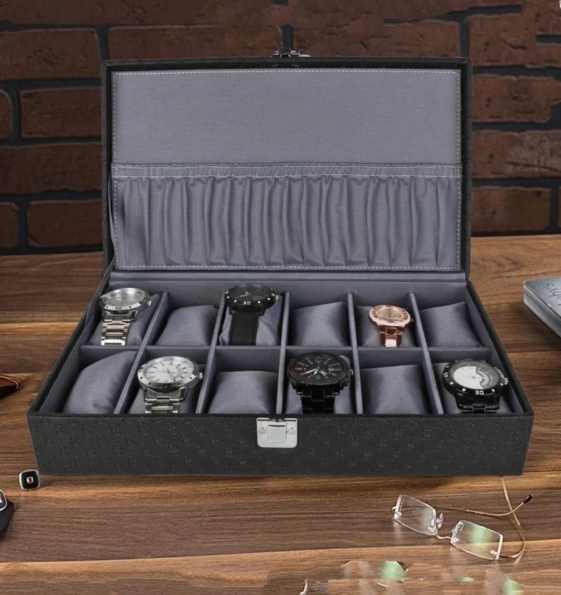 WATCHHUT Watch Box Holder Organizer Case Black - Image 5
