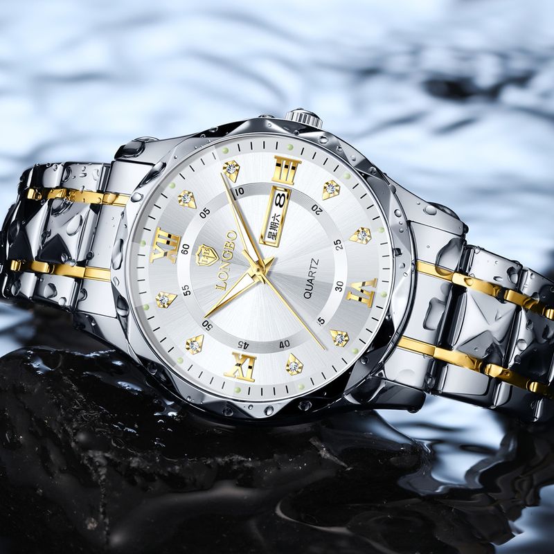 Longbo Zenith Diamond Business Stainless Steel Watch - Image 5