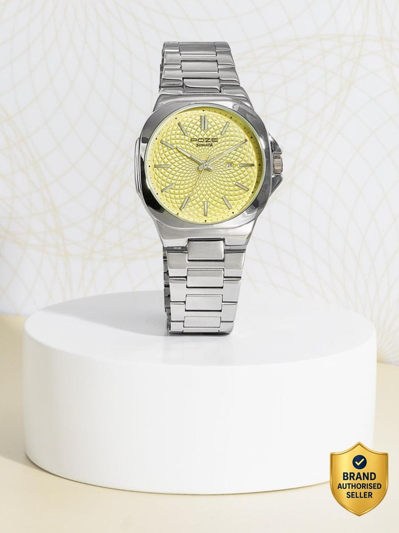 SONATA Poze Crisscross Coast Yellow Men's Watch - Image 2