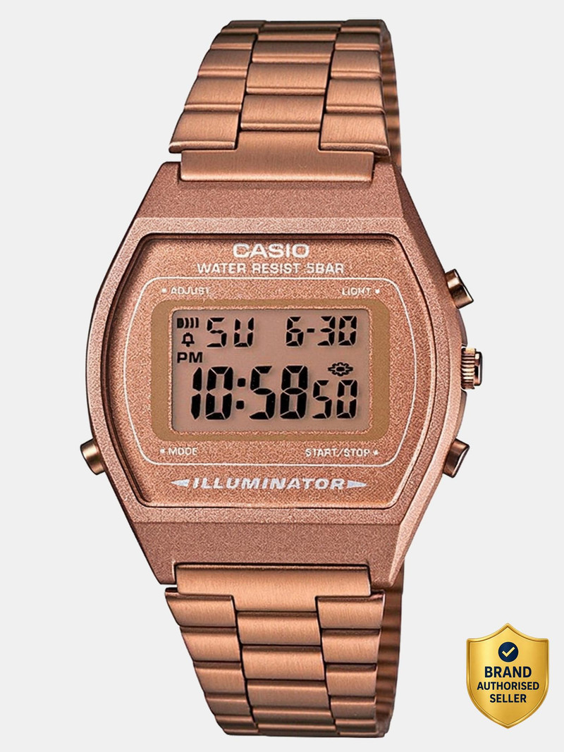 Casio B640wc-5adf Vintage B640wc-5adf Dial Rose Gold Stainless Steel Band Digital Watch - For Men & Women