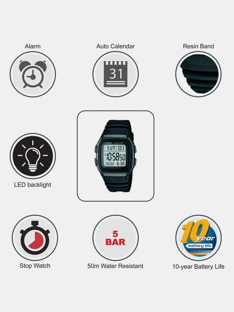 CASIO Youth Digital Watch W-96H-1BVDF - Image 6
