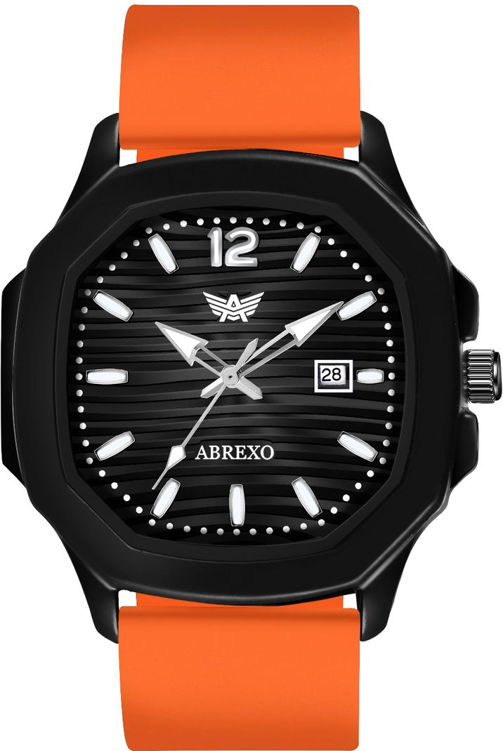 ABREXO Vintage-Law ABX6600-OG Black Dial Orange Strap Watch - Image 2