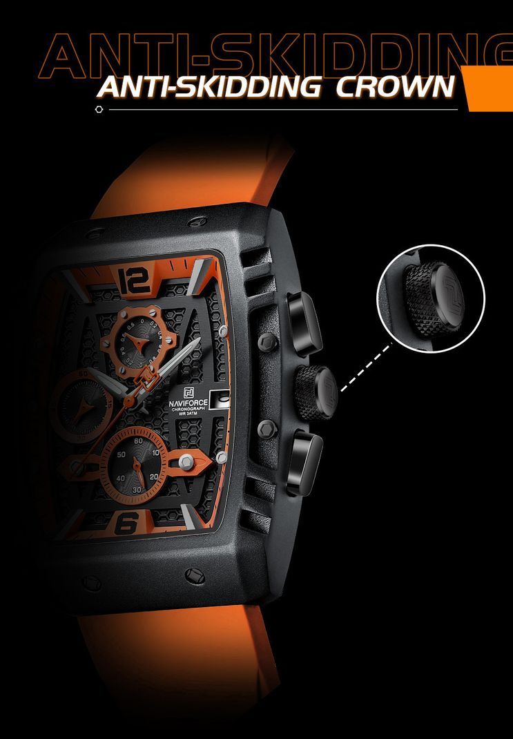 Naviforce 8025 Orange Chronograph Men's Watch - Image 4