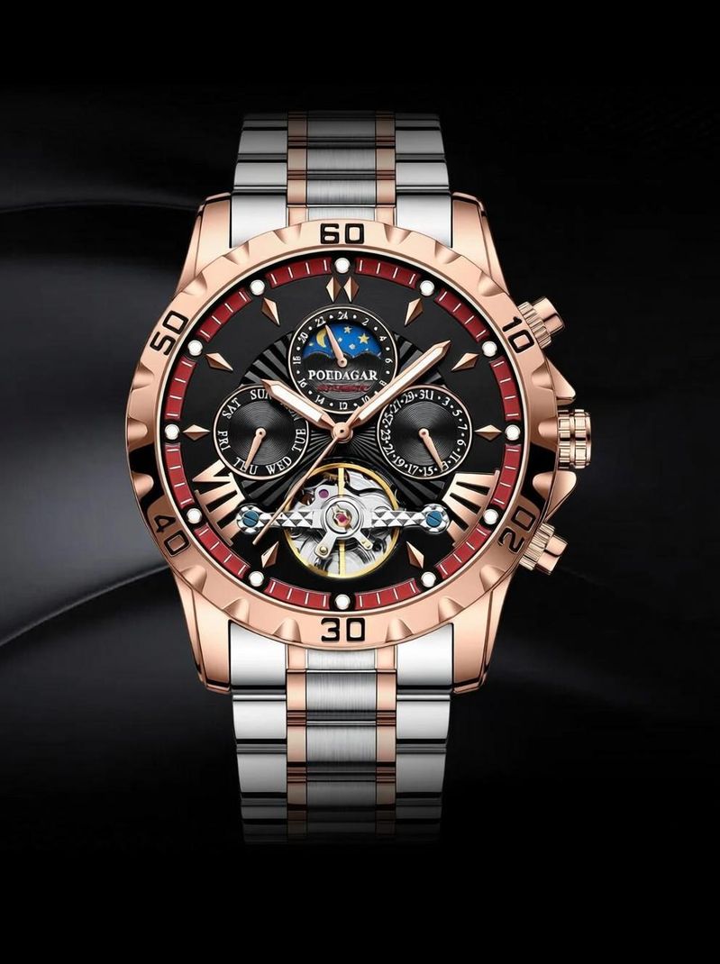 OVERFLY POEDAGAR Mens Watch Automatic Mechanical Skeleton Dial Lu...more — image 1 of 4
