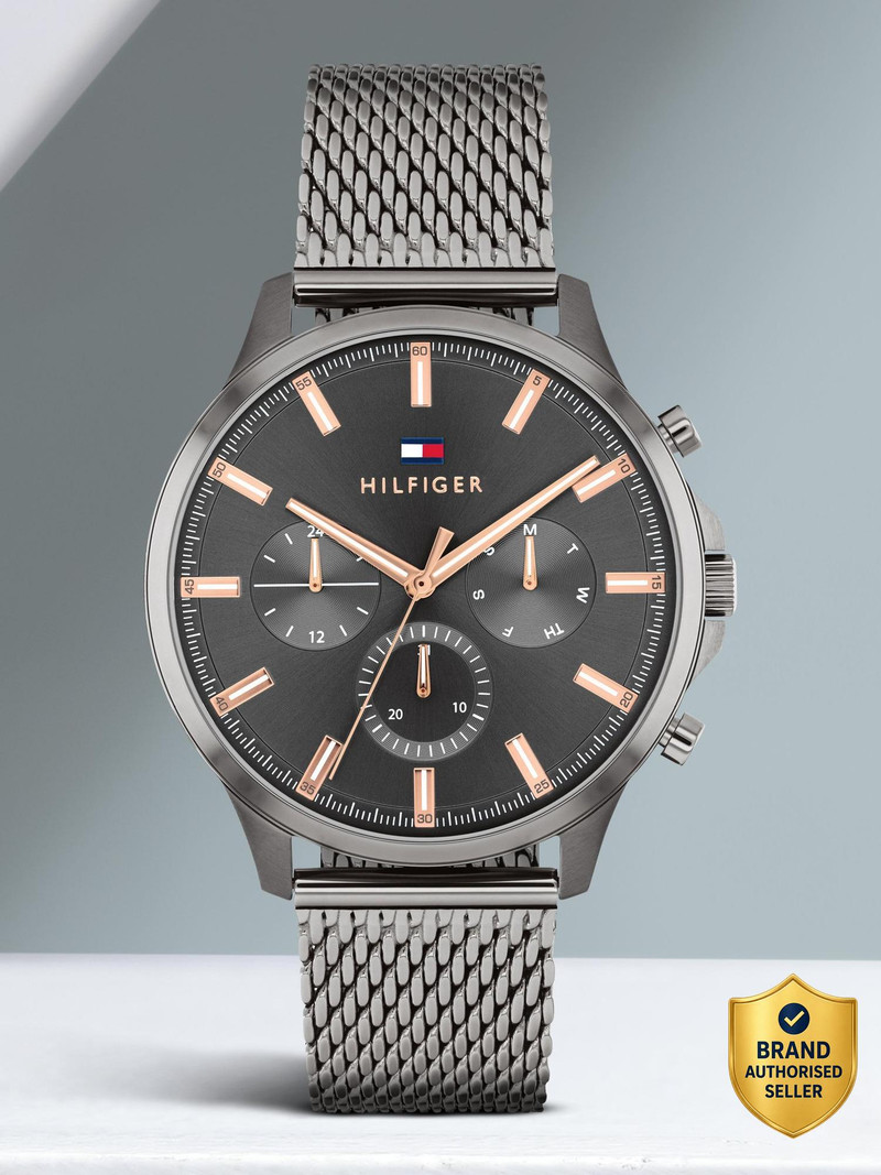 TOMMY HILFIGER Tommy Hilfiger Multifunction Grey Dial Grey Stainless Steel Strap Analog Watch - For Men NETH1710500,NTTH1710500
