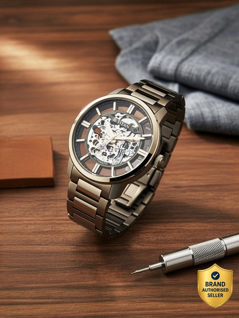 Titan See-Through Skeletal Automatic Black Dial Copper Brown - Image 2