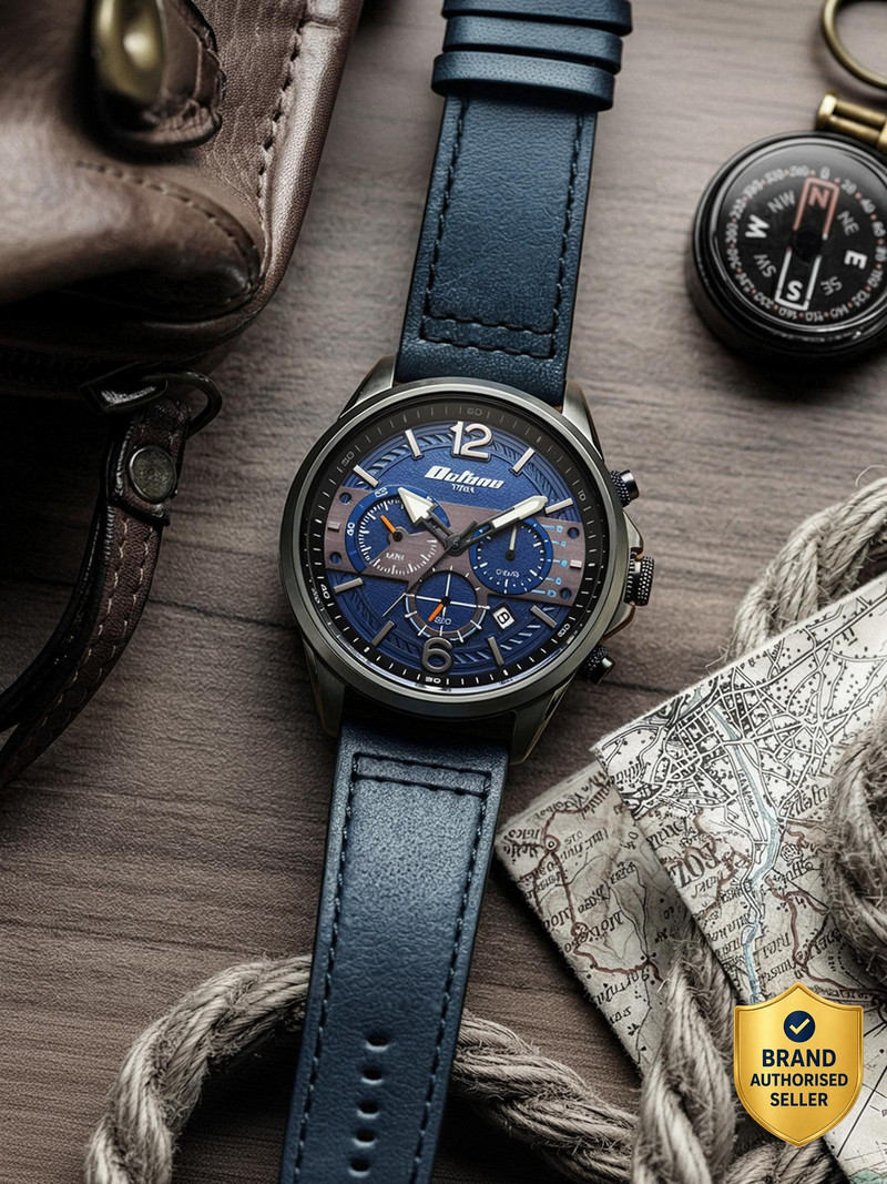 Titan Titan Octane Cred Titan Octane Cred Quartz With Blue Dial Blue Leather Strap Analog Watch - For Men