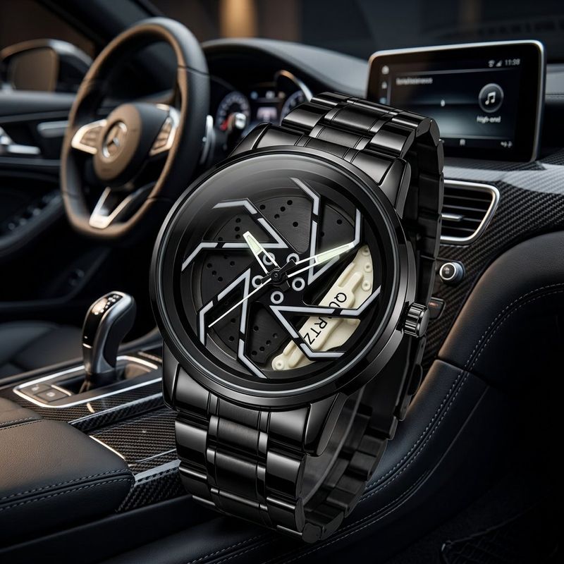 SINGGI Car Wheel Analog Watch - For Men Quartz Movement with Stainless Steel Chain Strap - Image 5