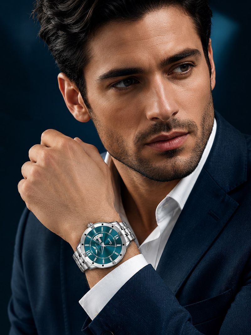 LOIS CARON Premium Green Dial Roman number Stainless Steel Formal ,Casual Analog Watch - For Men LCS-8364 - Image 7