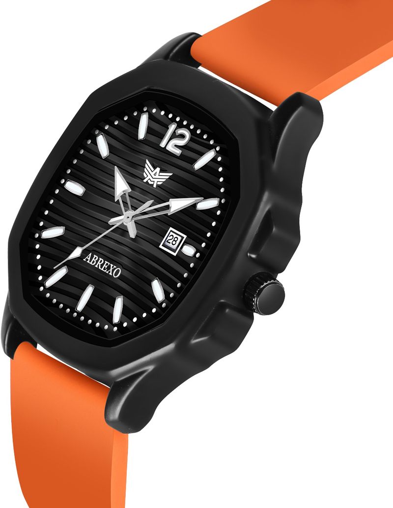 ABREXO Vintage-Law ABX6600-OG Black Dial Orange Strap Watch - Image 4