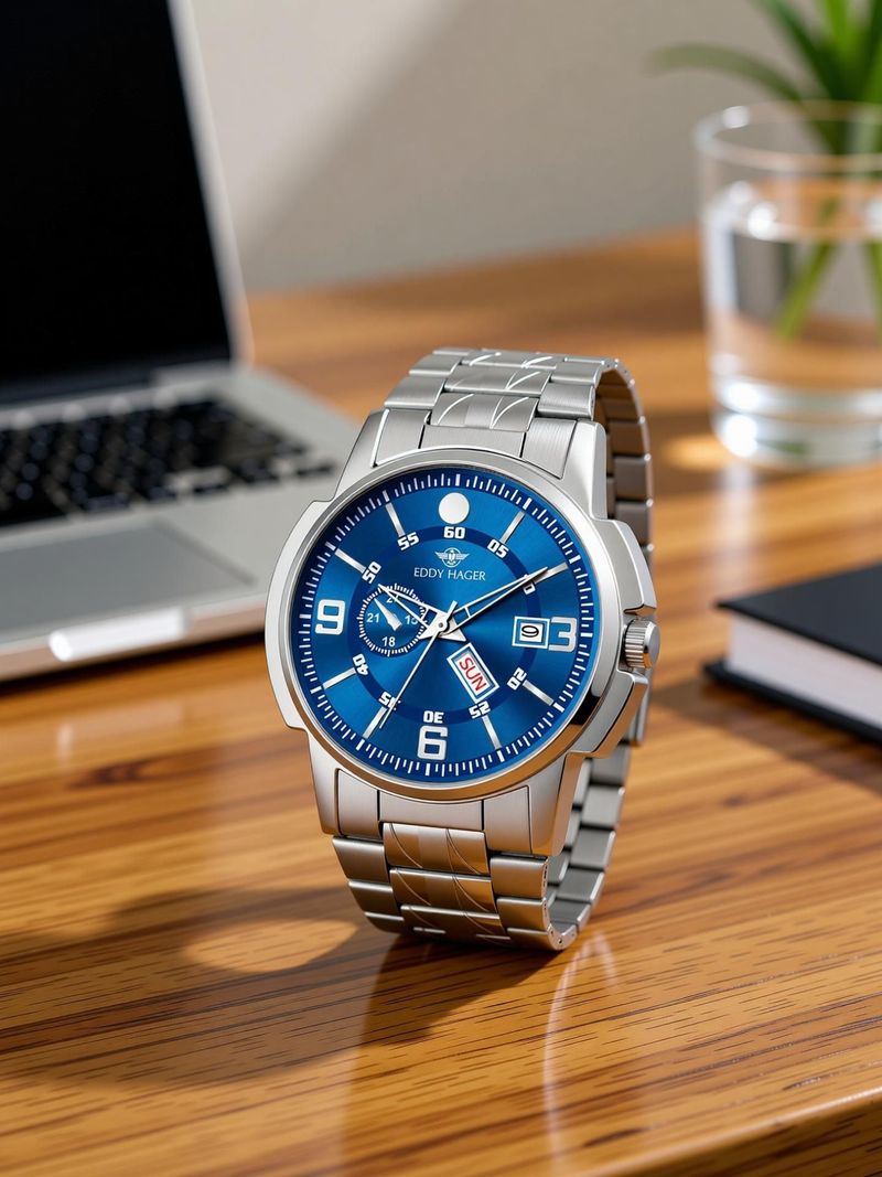 EDDY HAGER 226-BL Blue Day and Date Analog Watch - Image 4