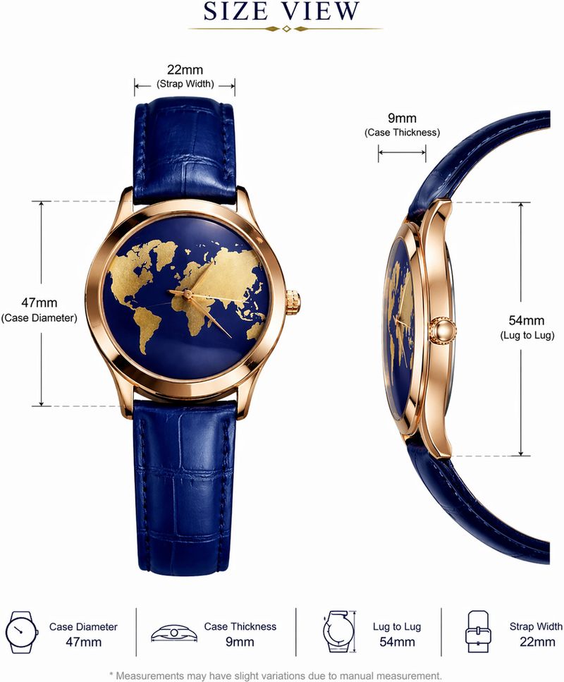 MOGUL World Face Dial Analog Watch Blue Leather - Image 5