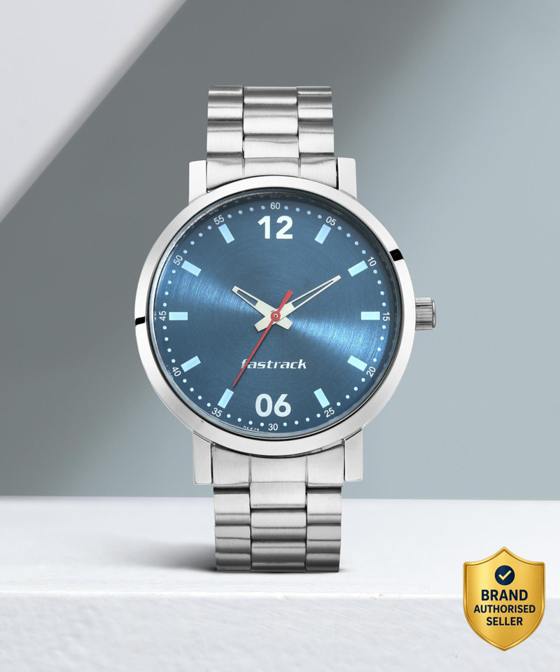 Fastrack Blue Dial Silver Stainless Steel Strap Analog Watch  - For Men NT3242SM01