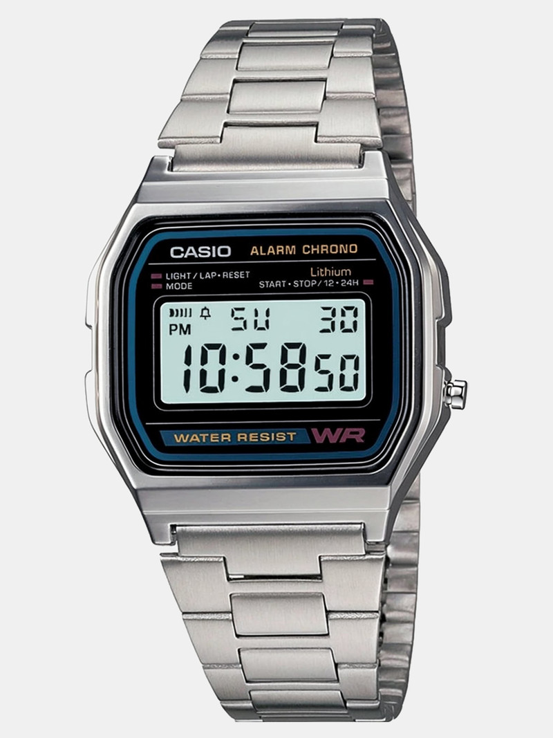 casio a 158wa 1df vintage a158wa 1df black dial silver stainless steel band digital watch men women