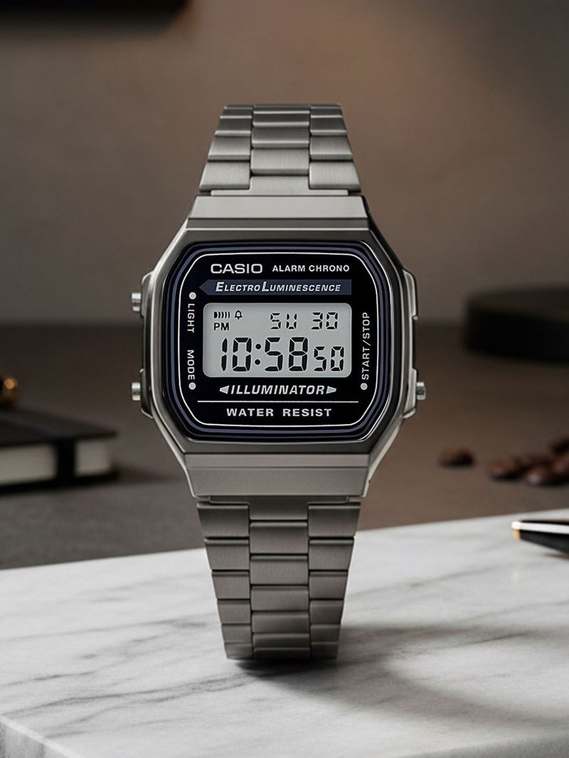 CASIO Vintage D181 Black Stainless Steel Digital Watch - Image 5