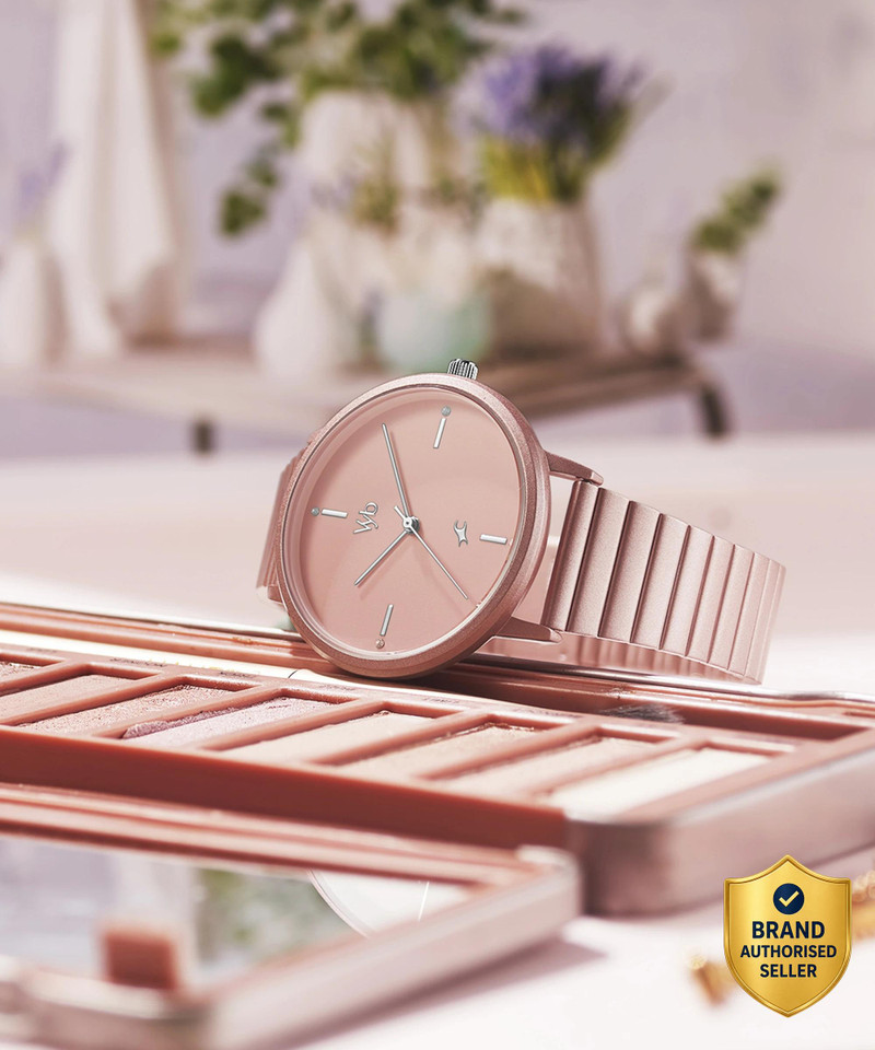 Fastrack Vyb BliStainless Steel Pink Dial Pink Stainless Steel Strap Analog Watch  - For Women FV60021KM04W, FV60021KM04