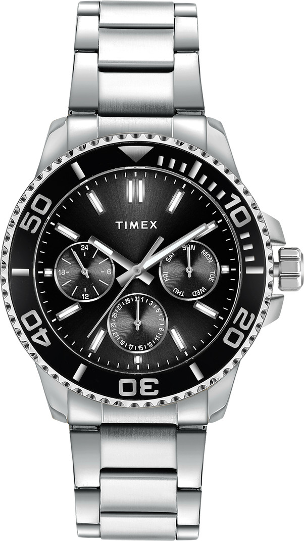 timex multi function black dial analog watch men