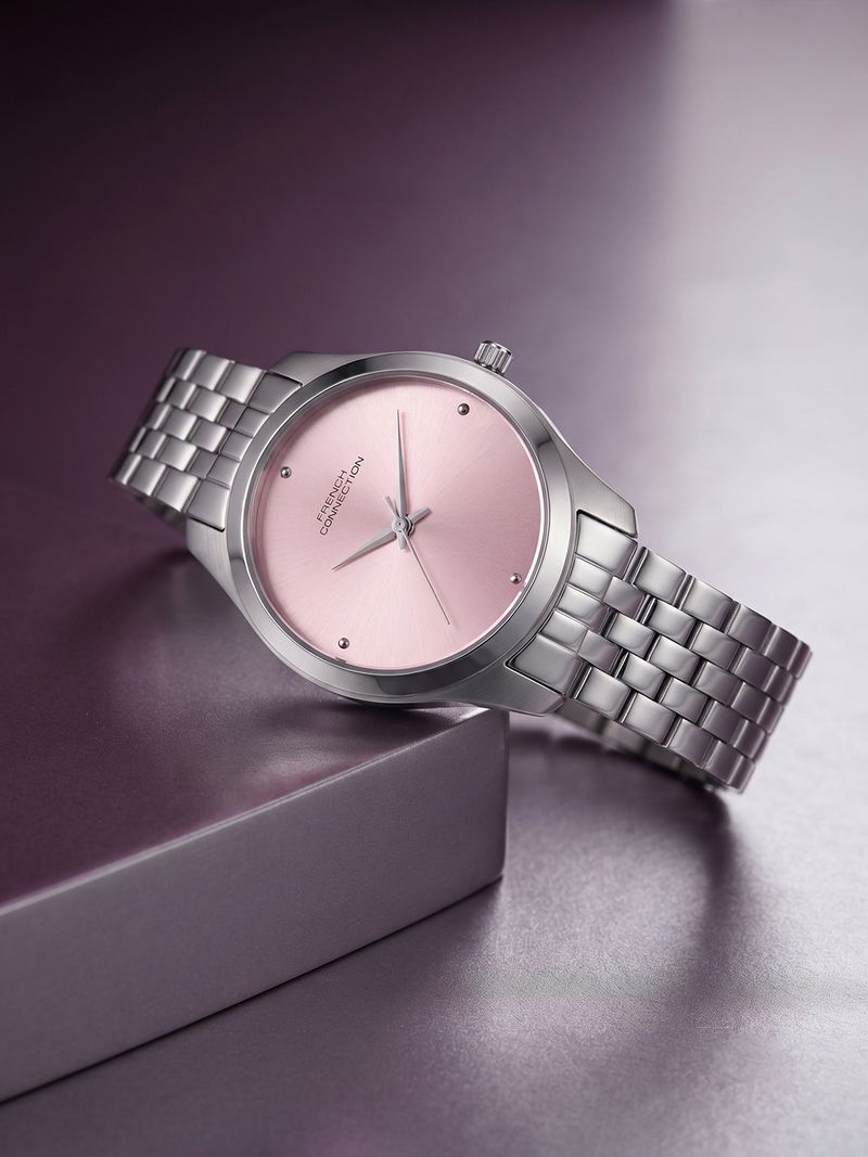 French Connection Pink Sunray Round Dial Quartz Analog Watch FCND40PSM - Image 3