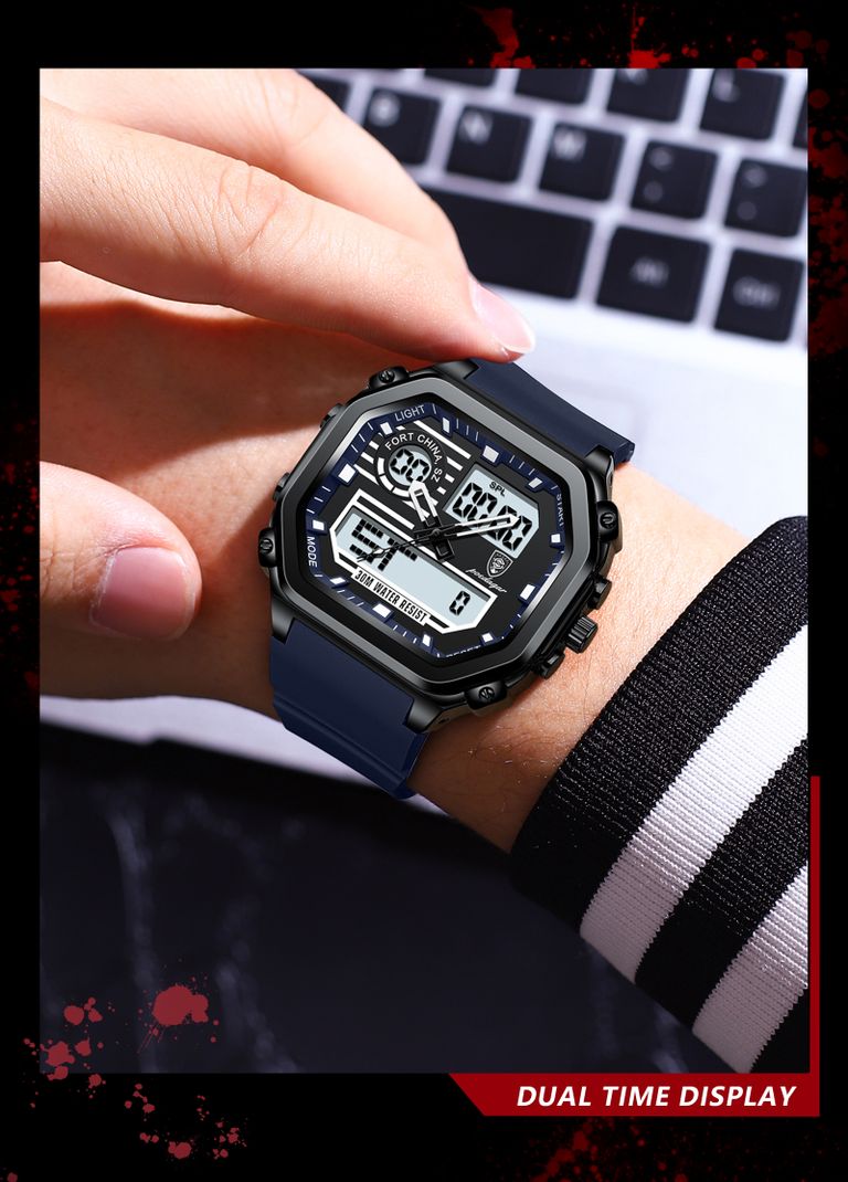 POEDAGAR Analog-Digital Blue Men's Watch - Image 6