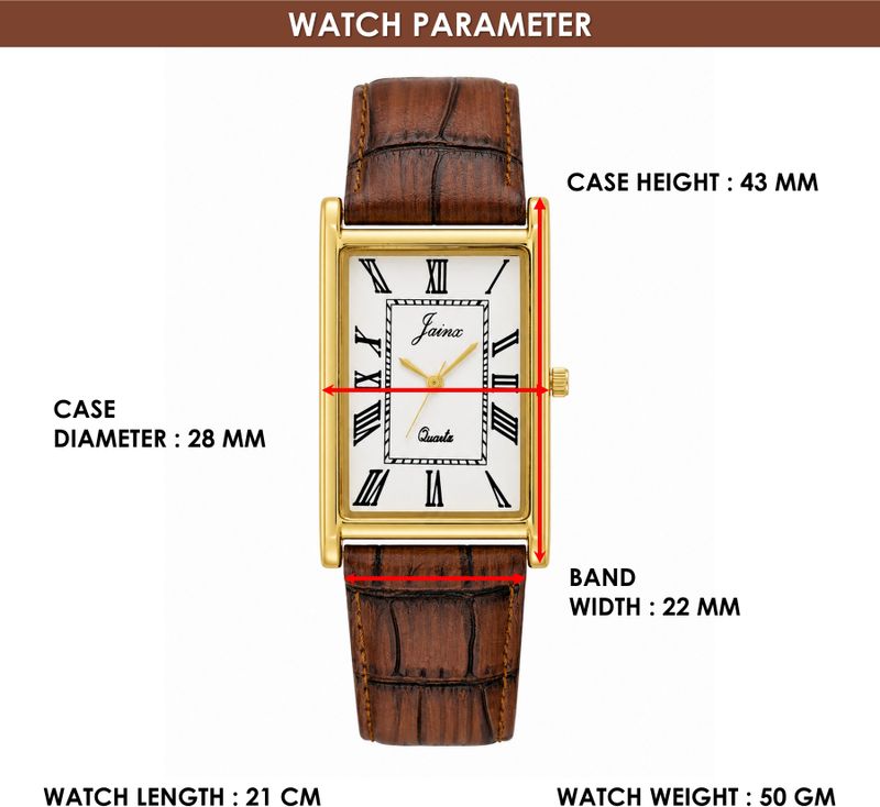 JAINX Men's Brown Leather Strap Analog Watch JM7266 - Image 4