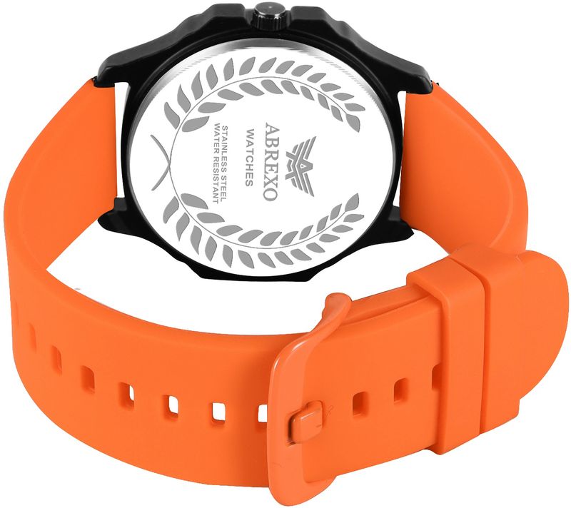 ABREXO Vintage-Law ABX6600-OG Black Dial Orange Strap Watch - Image 6