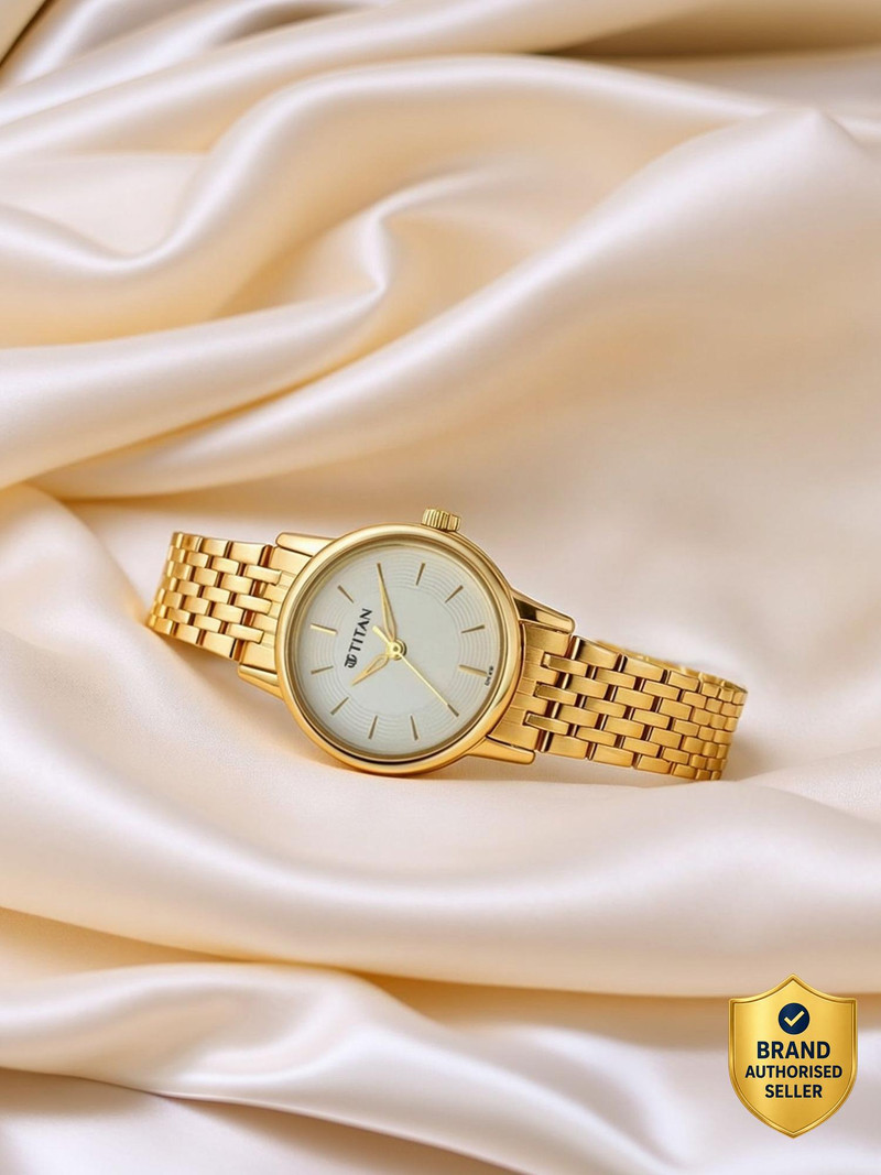 Titan Titan Quartz White Dial Gold Metal Strap Analog Watch - For Women NT2593YM02,NU2593YM02