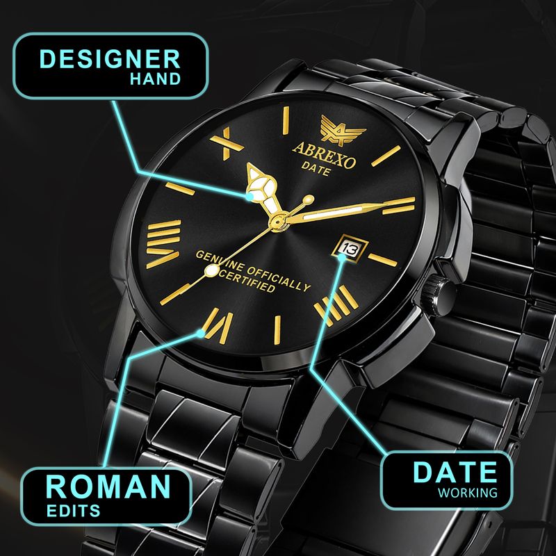 Premium Series All Black Dial Quartz Watch - Abx440 AL BK - Image 4