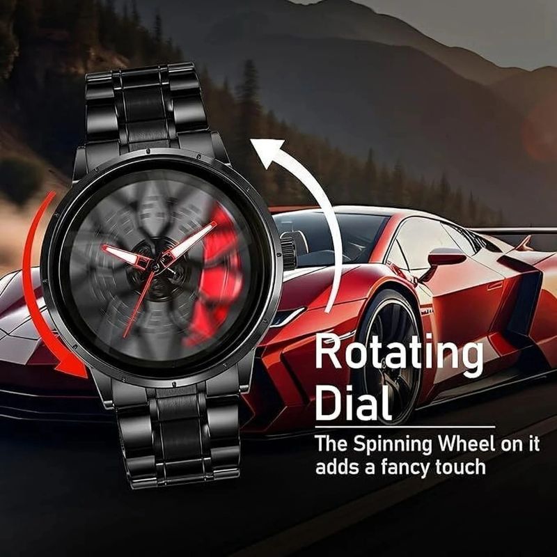 house of common SPINNER BLACK ANALOG WATCH SERIES Analog Watch - For Men wheel Watch 30 - Image 4