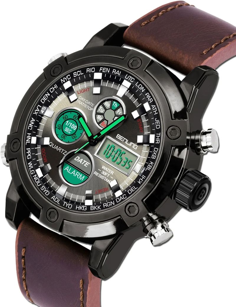 Benling 1005 Black Dial Analog Digital Sports Watch - Image 6