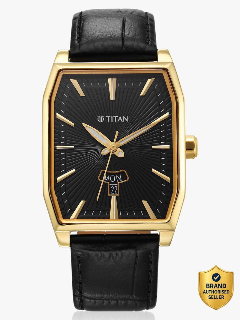 Titan Regalia Opulent Black Dial Black LeatherStrap Watch - Image 2