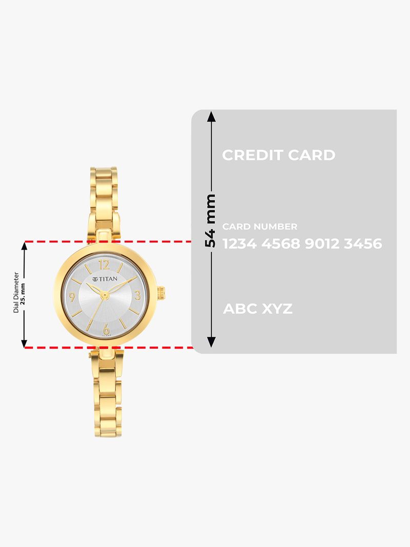 Titan Lagan Women's Silver Dial Gold Strap Watch - Image 6