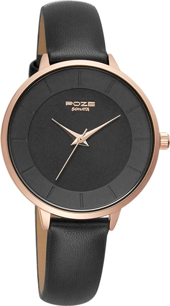 SONATA Poze Black Dial Black Strap Analog Watch - Image 6