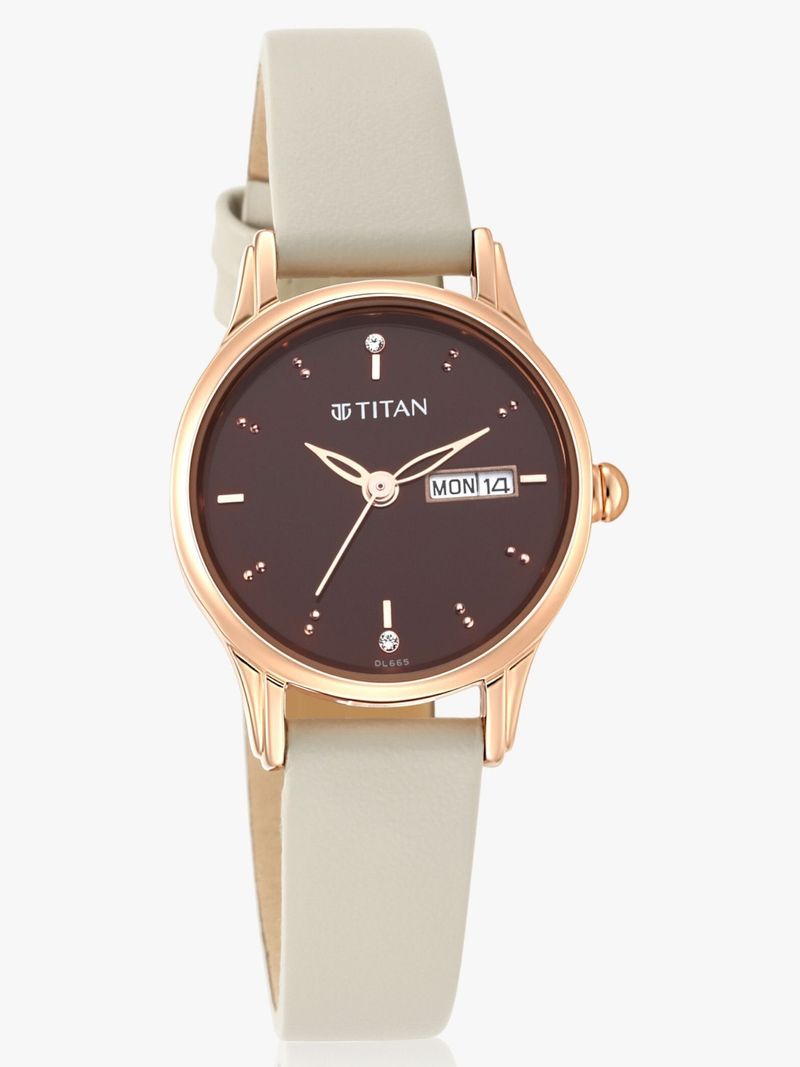Titan Lagan Women's Analog Watch Brown Dial Leather Strap - Image 6