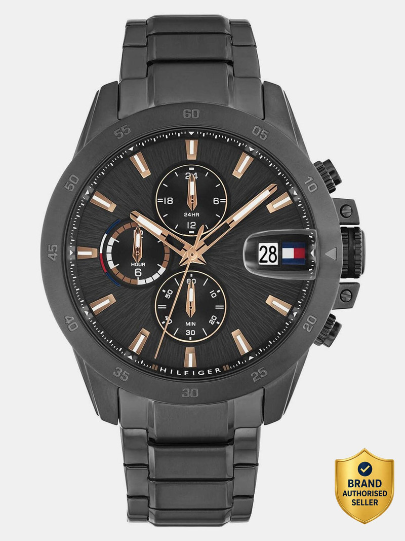 TOMMY HILFIGER Tommy Hilfiger Jameson Qtz Multifunction Dark Grey Dial Grey SS Strap Analog Watch  - For Men TH1792218W,TH1792218