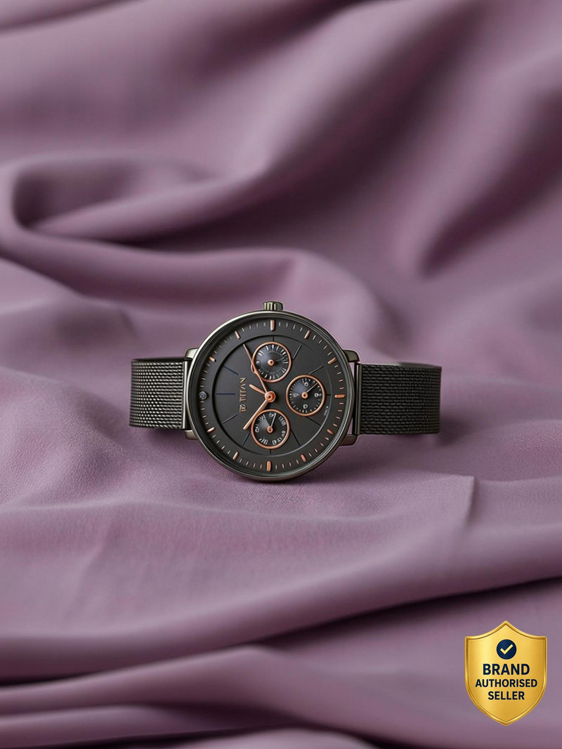 Titan Neo 7 Ladies Titan Neo Multifunction Grey Dial Grey Stainless Steel Strap Analog Watch - For Women