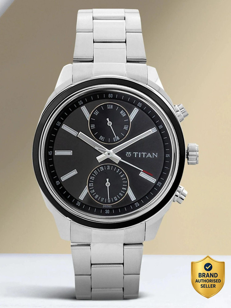 price history - Titan Workwear Multifunction Anthracite Dial Silver SS Strap Anal...more